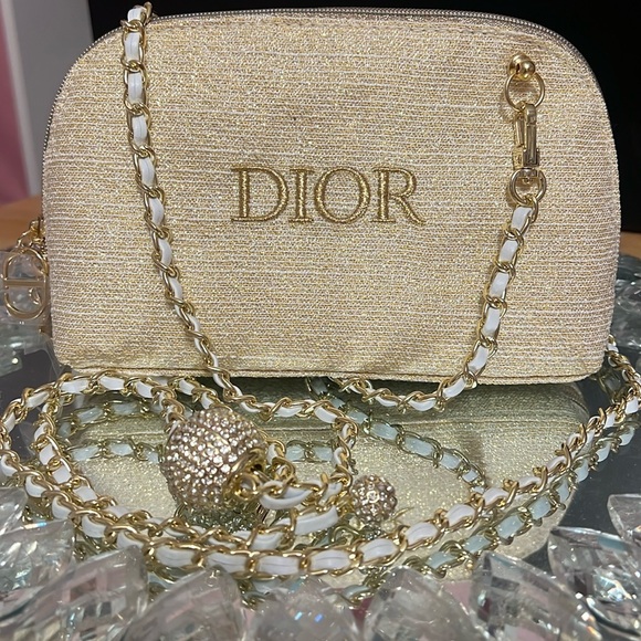⭐️⭐️- Dior Holiday 2024 Gold Pouch w- Adjustable Strap Added - Picture 1 of 8